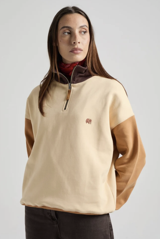 Sweat zipper colorbloc macchiato
