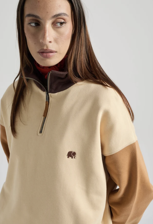 Sweat zipper colorbloc macchiato