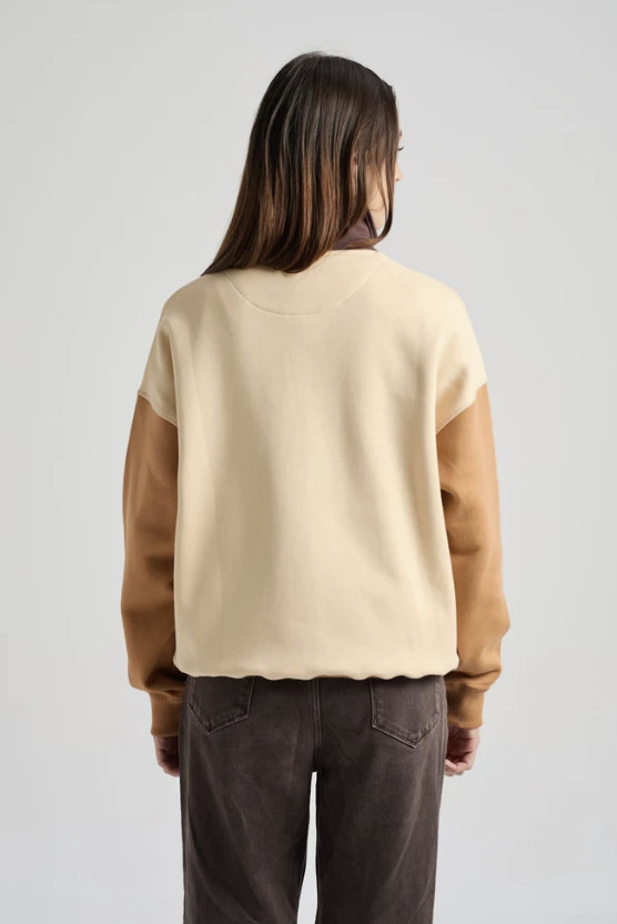 Sweat zipper colorbloc macchiato