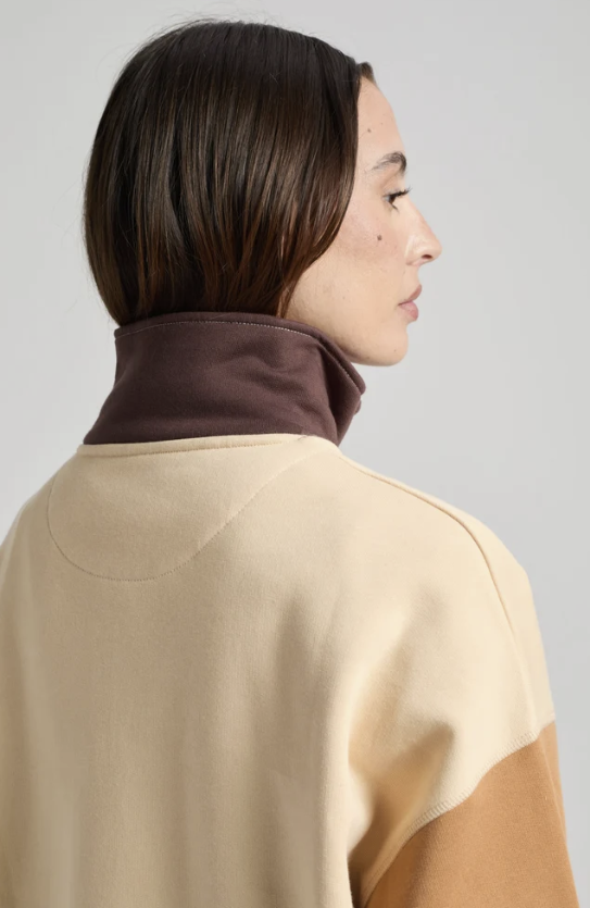 Sweat zipper colorbloc macchiato