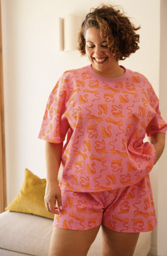 ensemble gaufré Pink Leo Fuchsia coton bio
