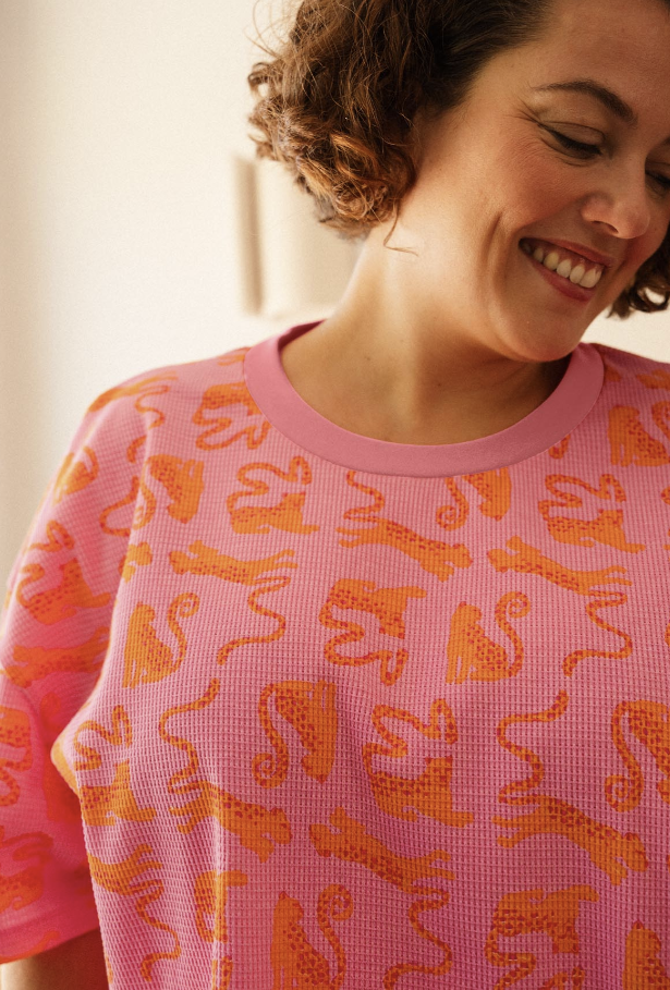 ensemble gaufré Pink Leo Fuchsia coton bio