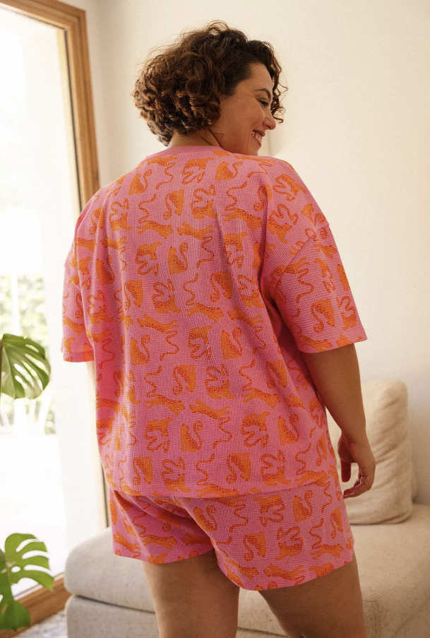 ensemble gaufré Pink Leo Fuchsia coton bio