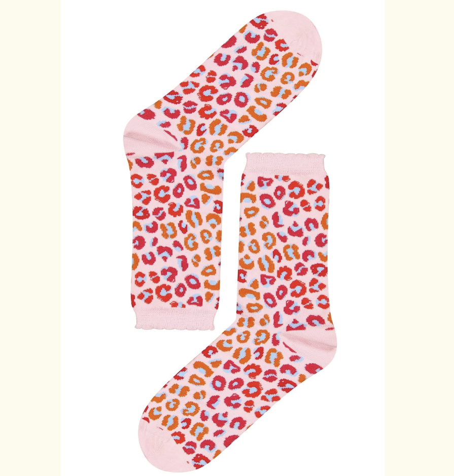 Chaussettes coton bio léopard rose 36-41