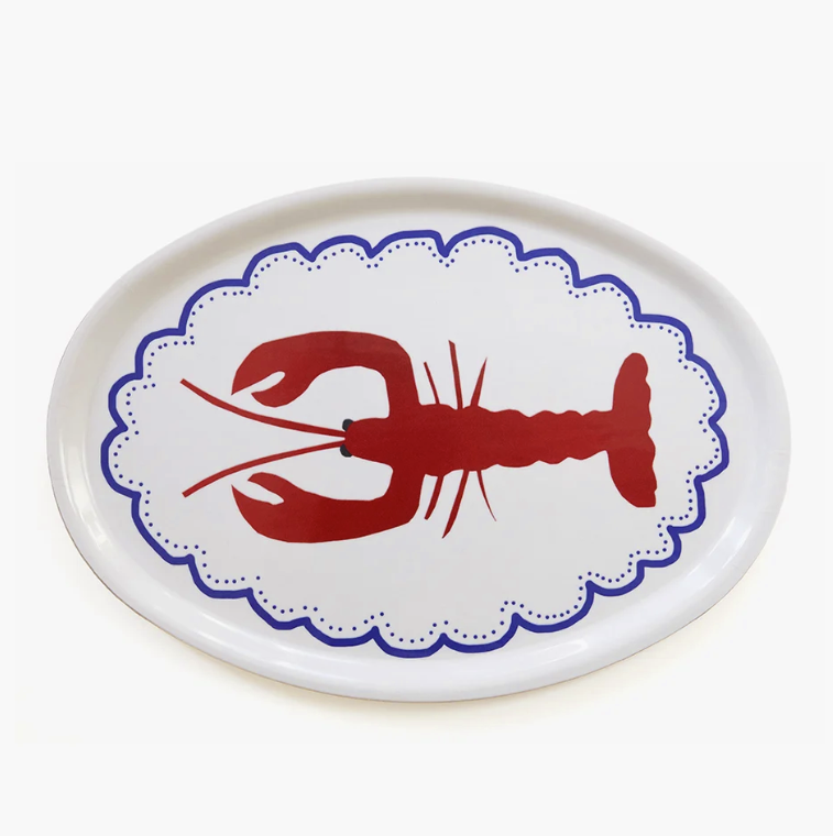 Plateau ovale en bouleau plaqué 31x22 cm Homard