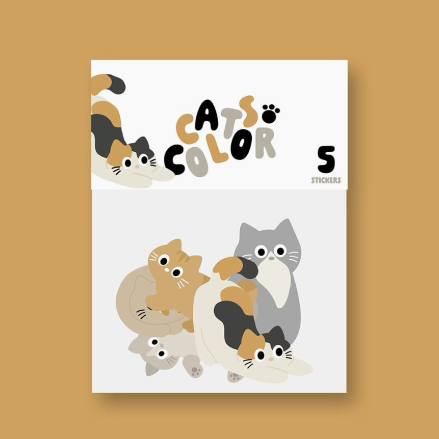 Kit de stickers à journaling fabriqués à Lyon - Color Cats paillettes