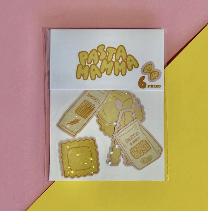 Kit de stickers à journaling fabriqués à Lyon - Pasta Mamma paillettes