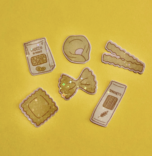 Kit de stickers à journaling fabriqués à Lyon - Pasta Mamma paillettes