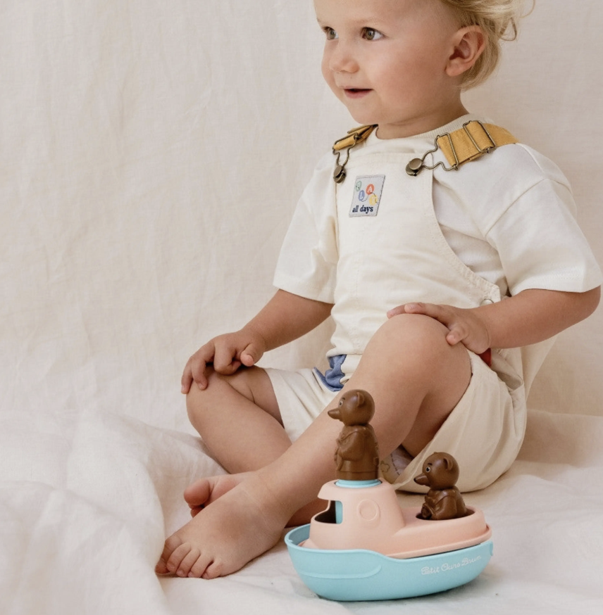 Bateau Petit Ours Brun - Jouet de Bain made in France en Plastique recyclé