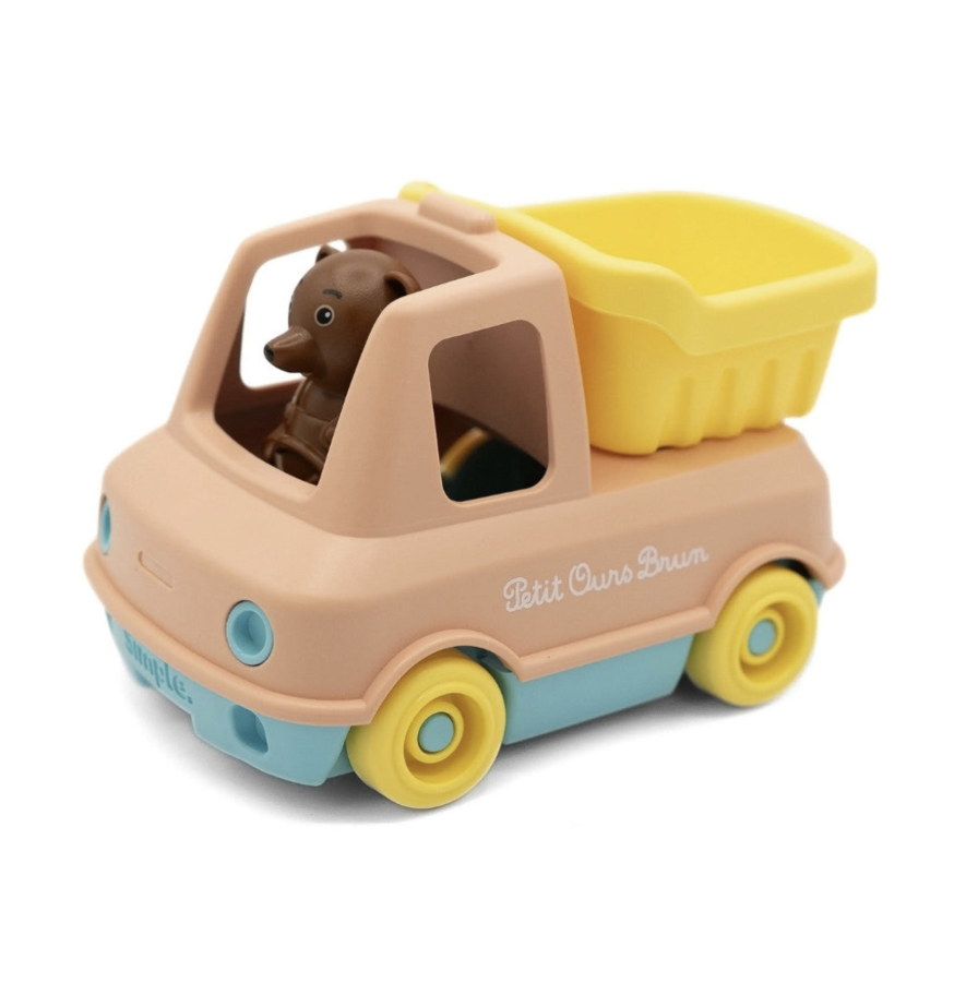 Camion Benne Petit Ours Brun - Jouet d’imagination made in France en Plastique Recyclé ROSE