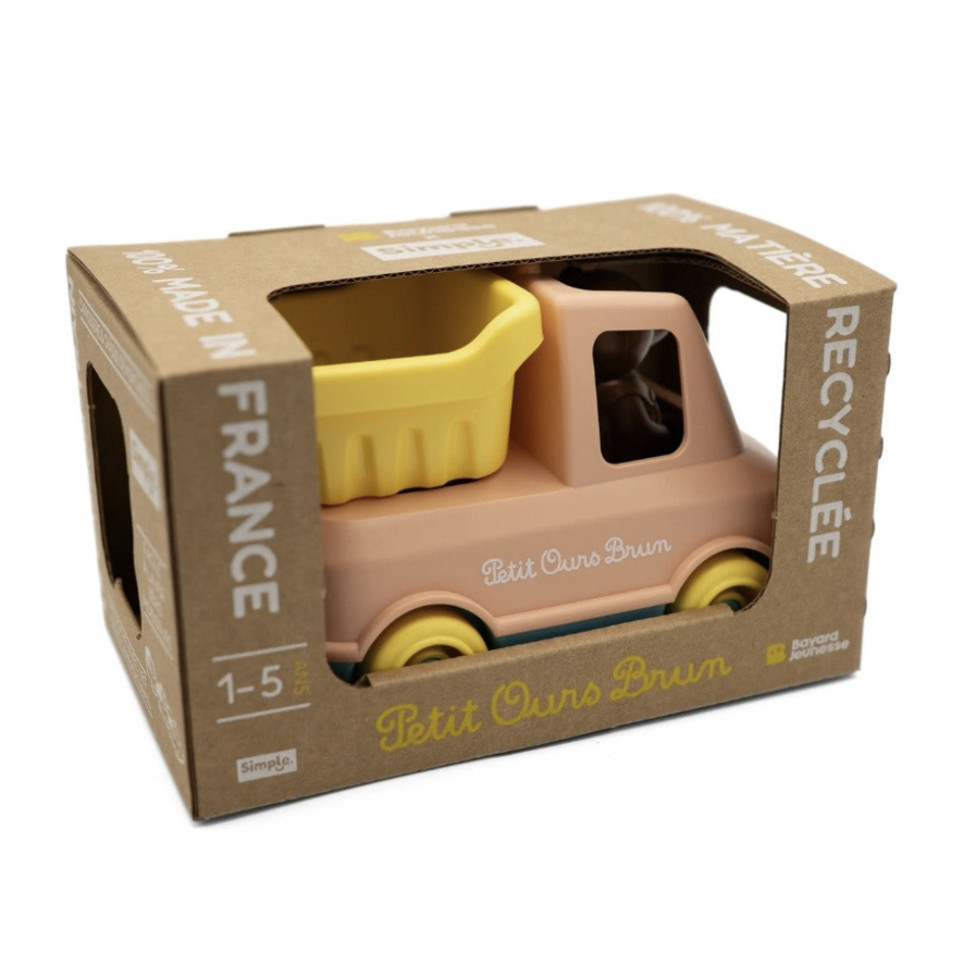 Camion Benne Petit Ours Brun - Jouet d’imagination made in France en Plastique Recyclé ROSE