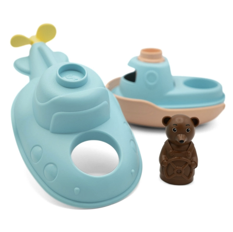 Sous-Marin 2-en-1 Petit Ours Brun - Jouet de Bain made in France en Plastique recyclé