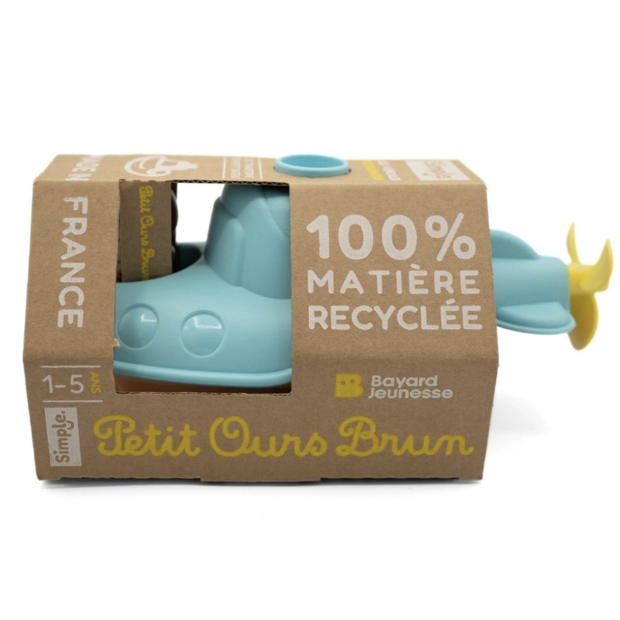 Sous-Marin 2-en-1 Petit Ours Brun - Jouet de Bain made in France en Plastique recyclé