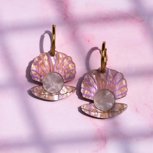 Boucles d'oreilles créoles perle et coquillage