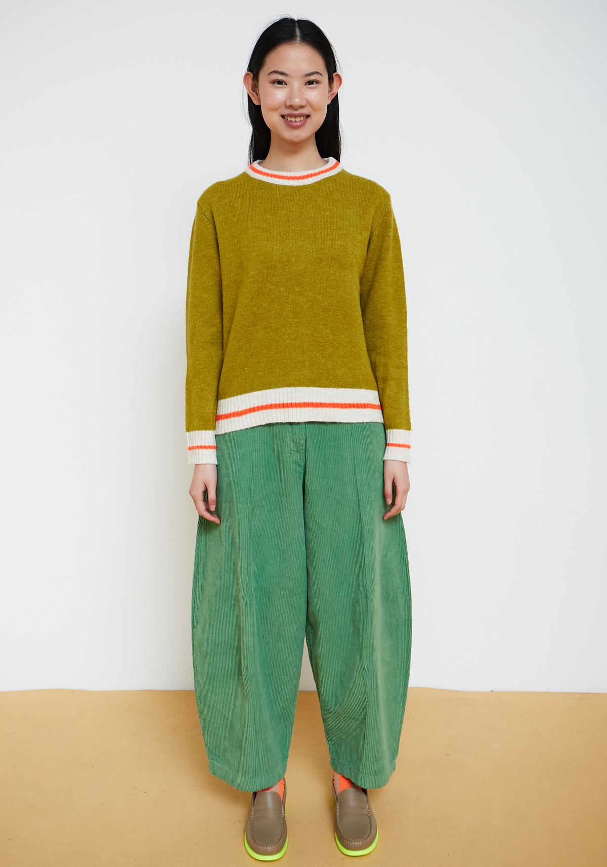 Pull Stripe pistacchio orange