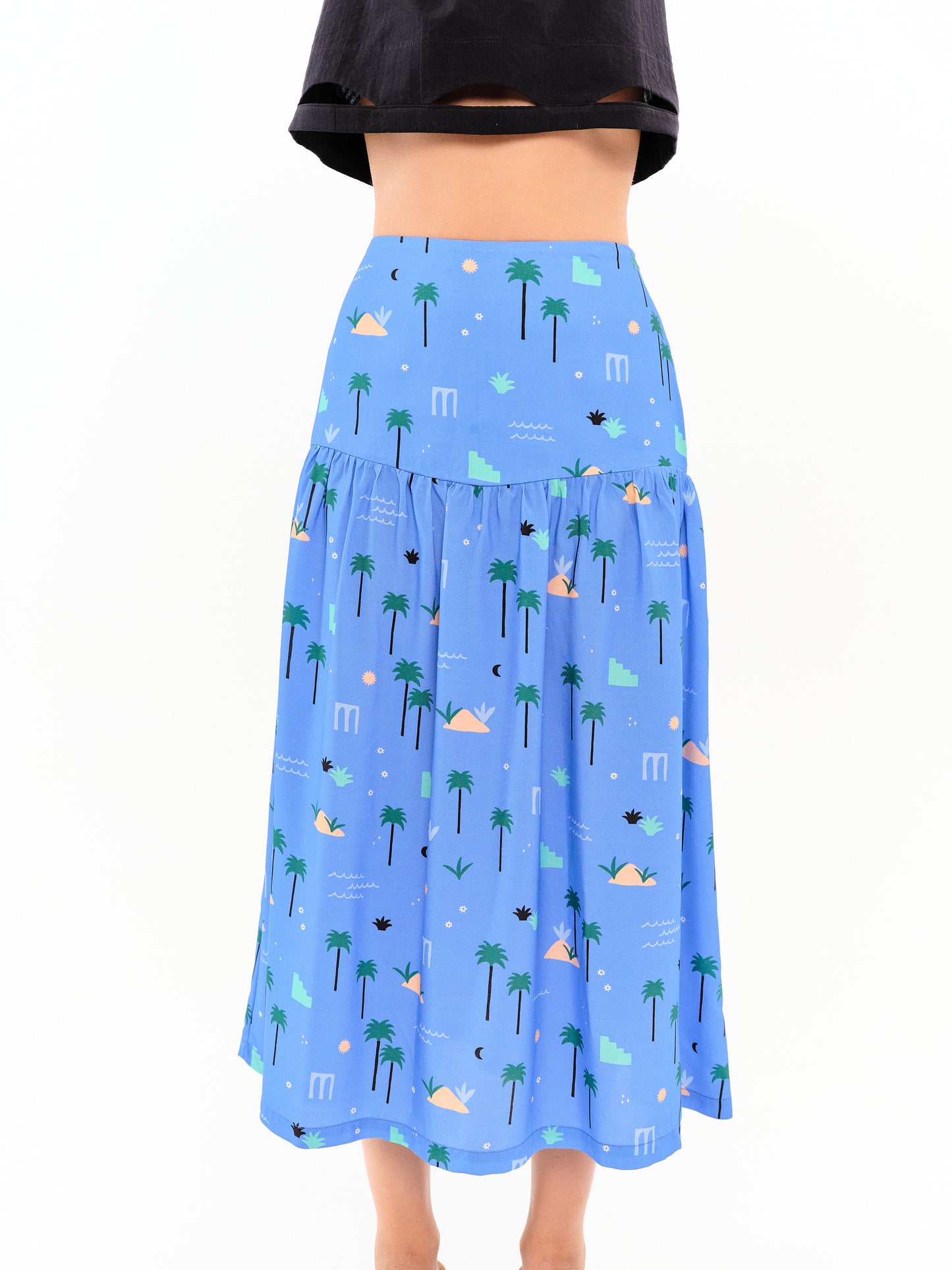 Jupe midi Palm Springs azur
