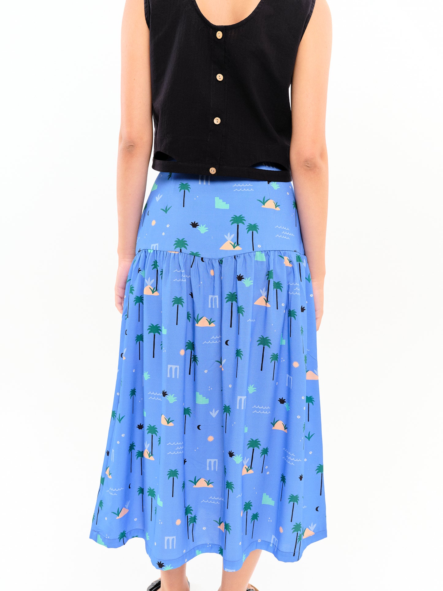 Jupe midi Palm Springs azur