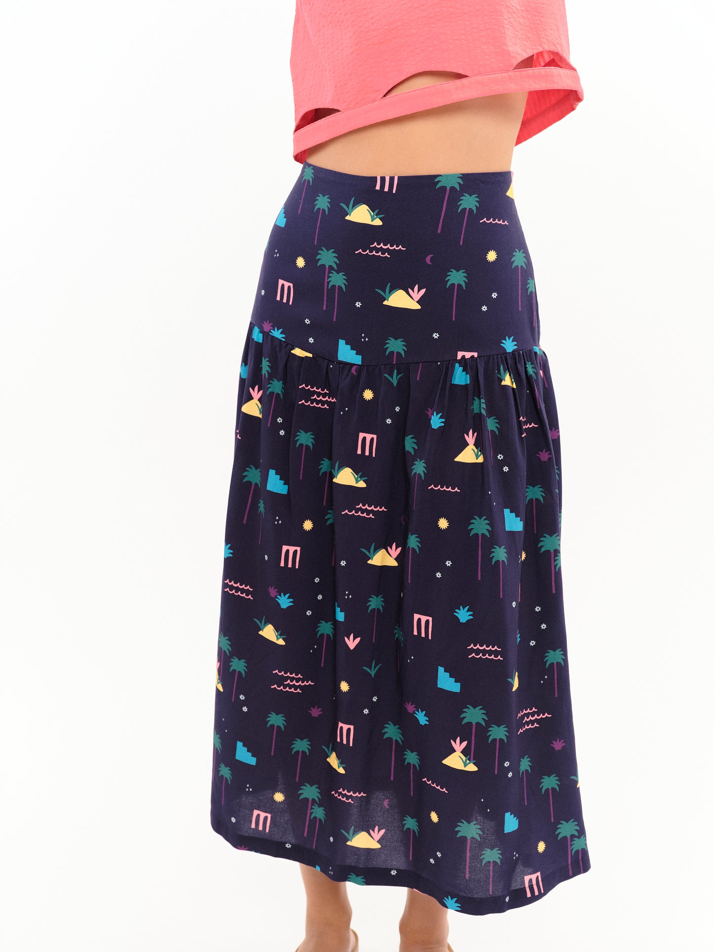 Jupe midi Palm Springs navy