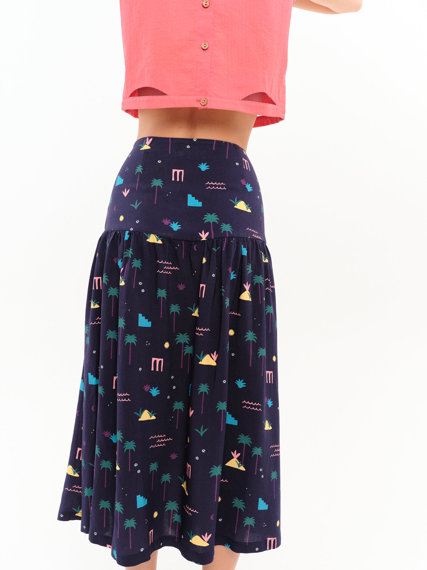 Jupe midi Palm Springs navy
