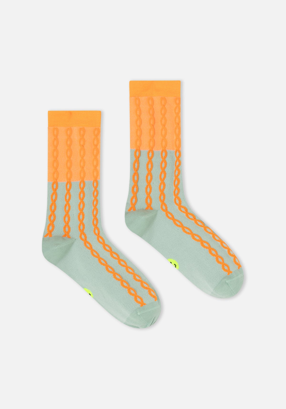 chaussettes smiley fluo orange/bleu