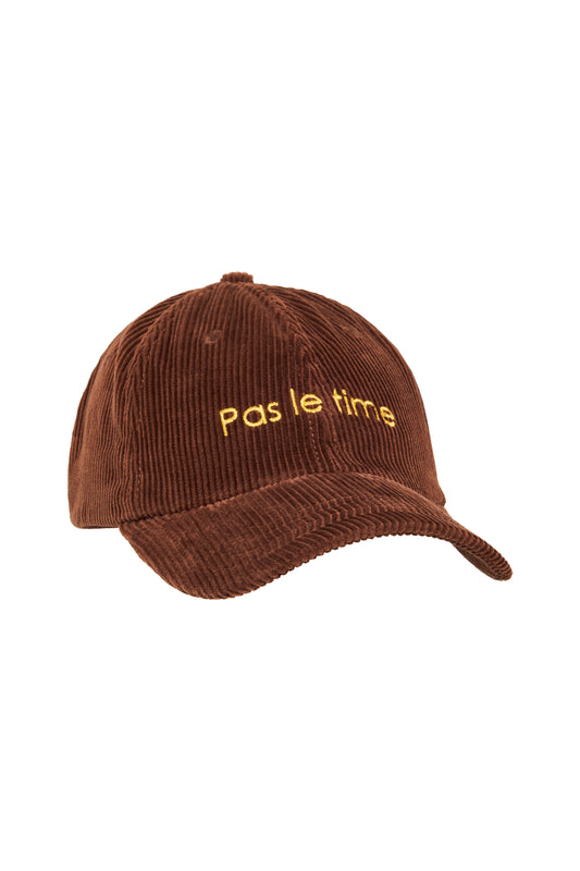 Casquette velours Pas le time chocolat