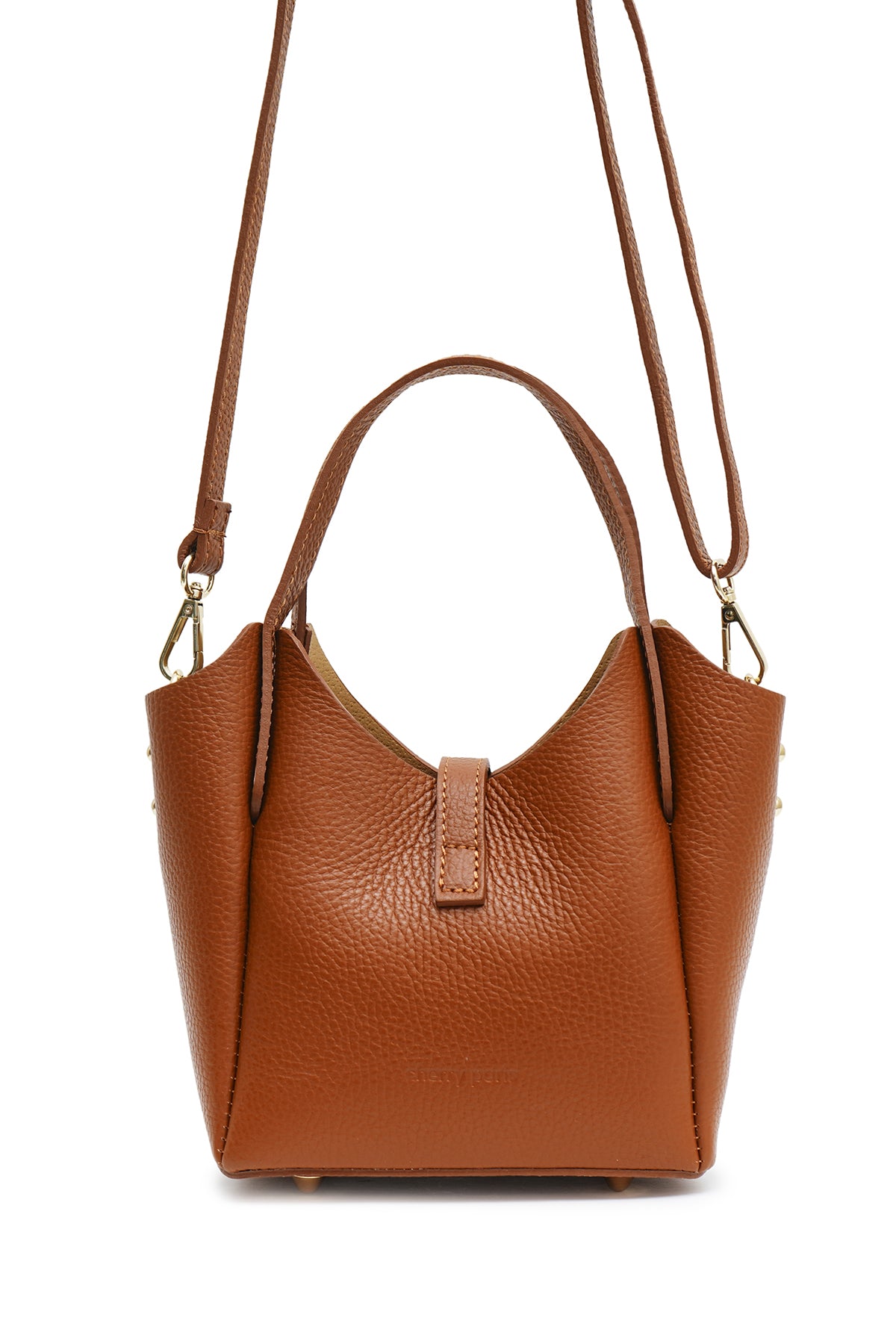 Sac à main en cuir double porté Naia camel