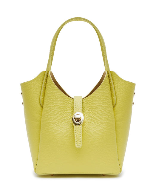 Sac à main en cuir double porté Naia jaune citron