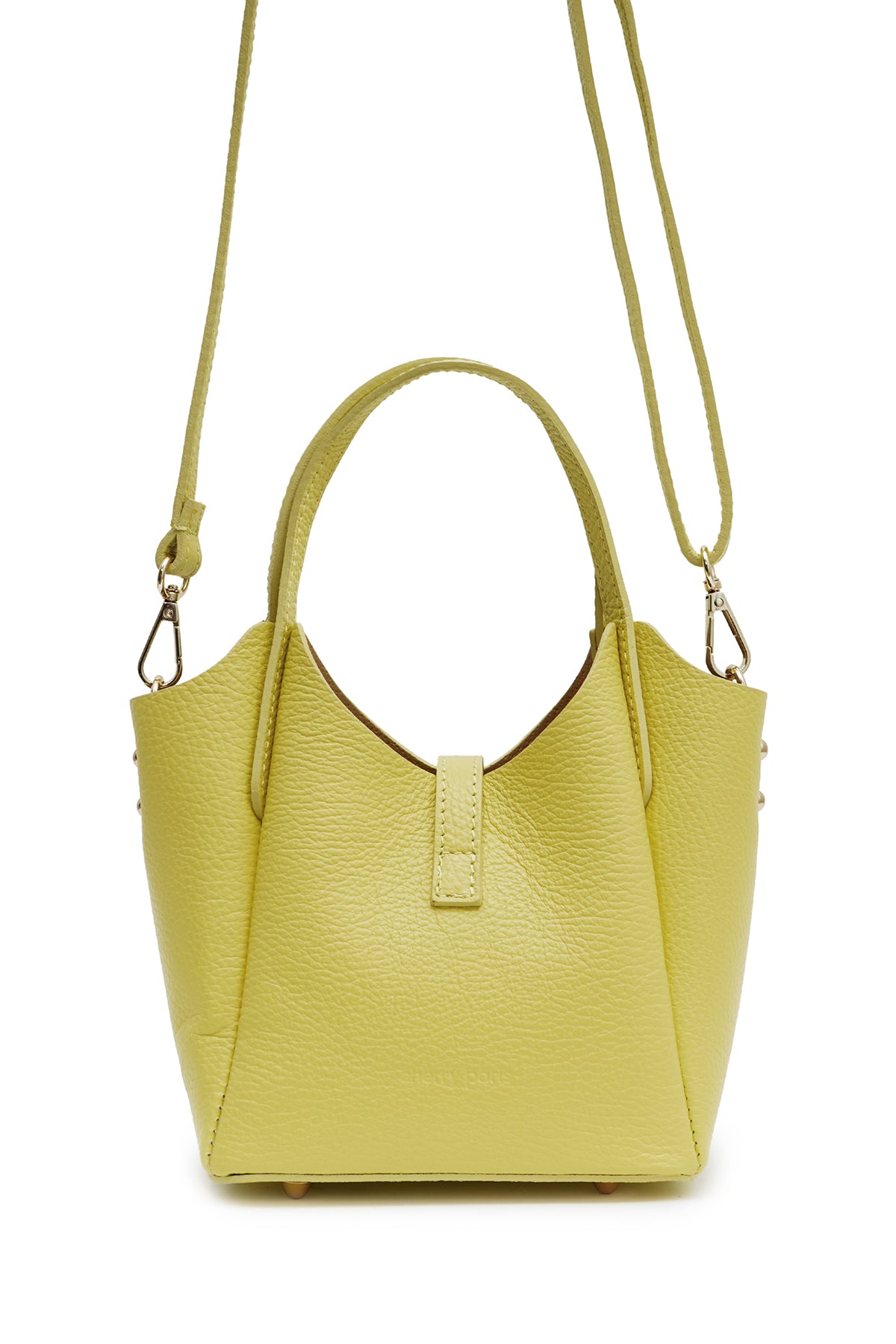 Sac à main en cuir double porté Naia jaune citron