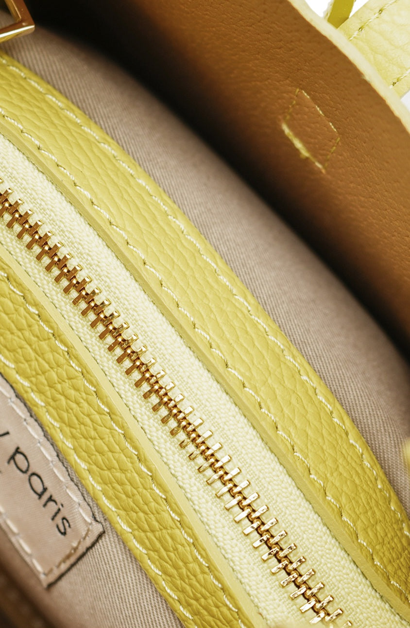 Sac à main en cuir double porté Naia jaune citron