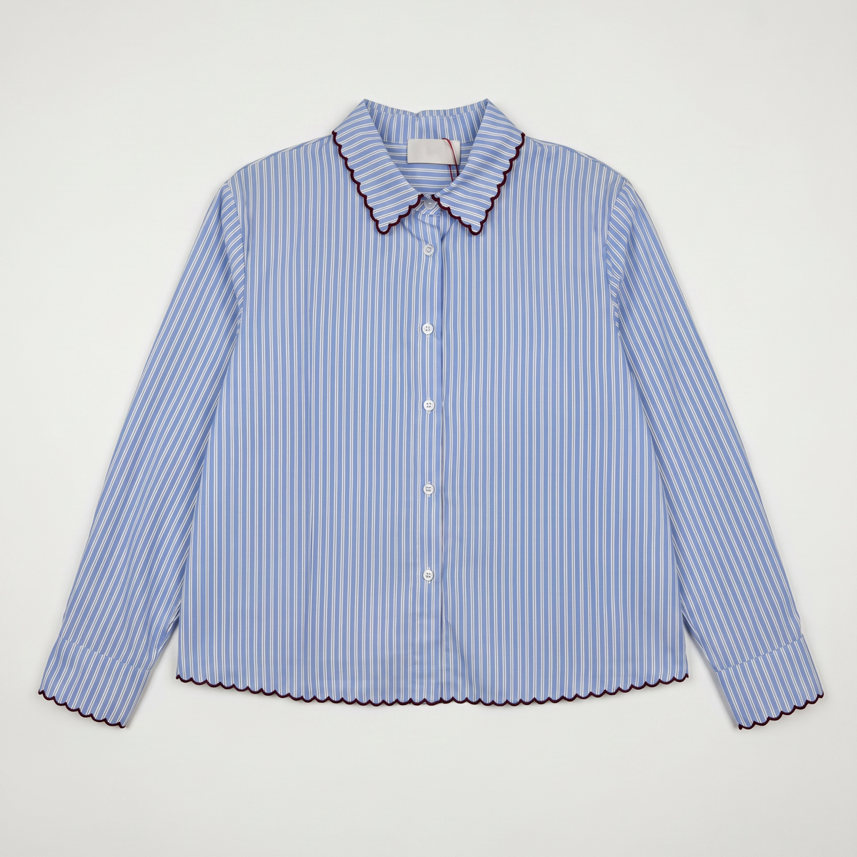 Chemise brodée Edith / blanc ou rayures bleues