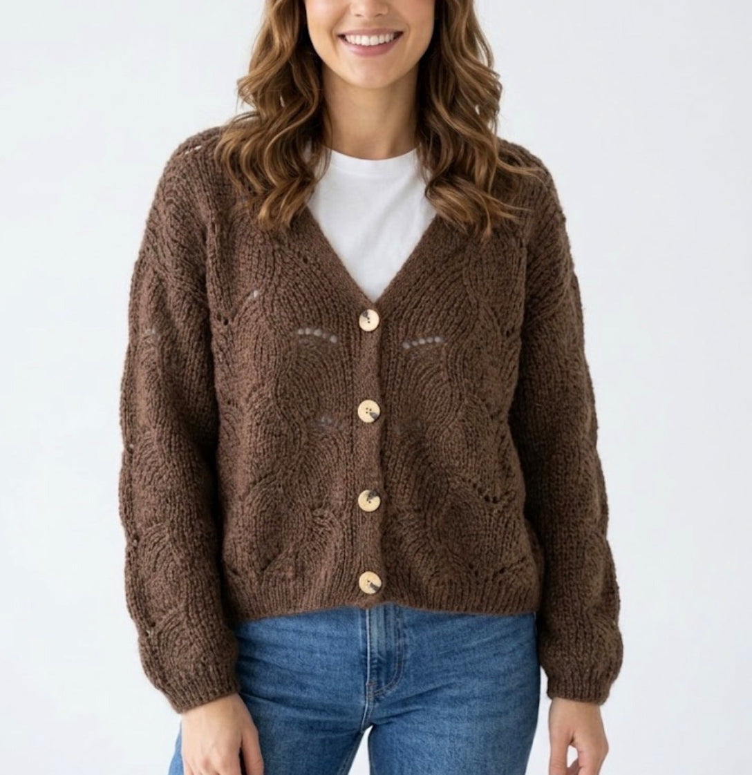 Cardigan gilet laine mélangée/ diff coloris
