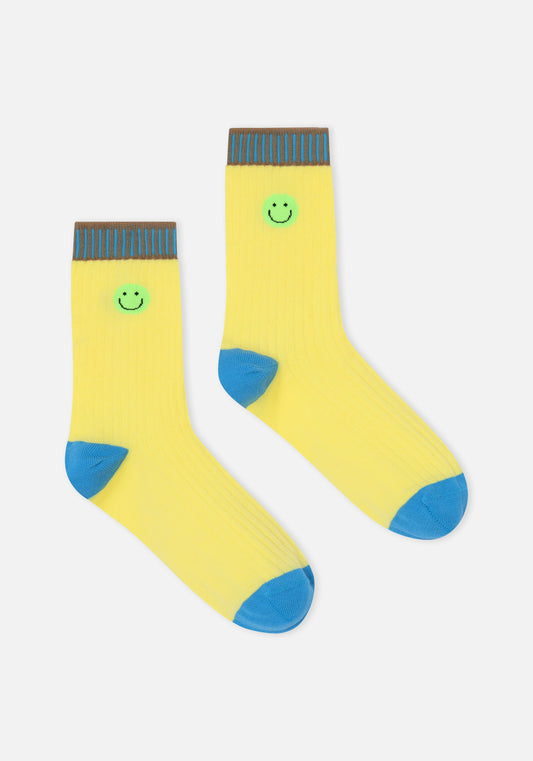 chaussette smiley jaune