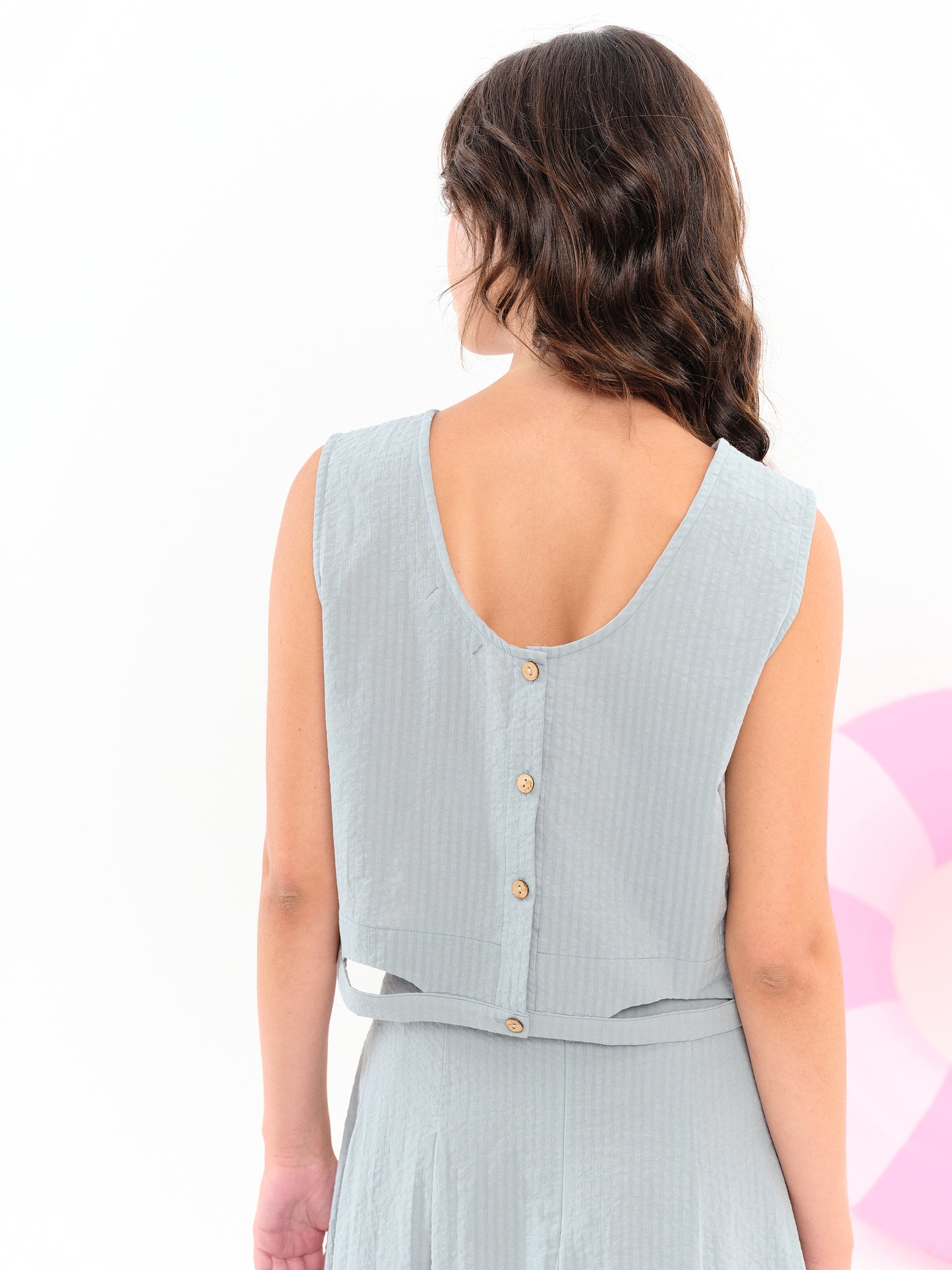 Top ajouré Waffle céladon coton bio