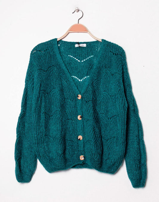 Cardigan gilet laine mélangée/ diff coloris