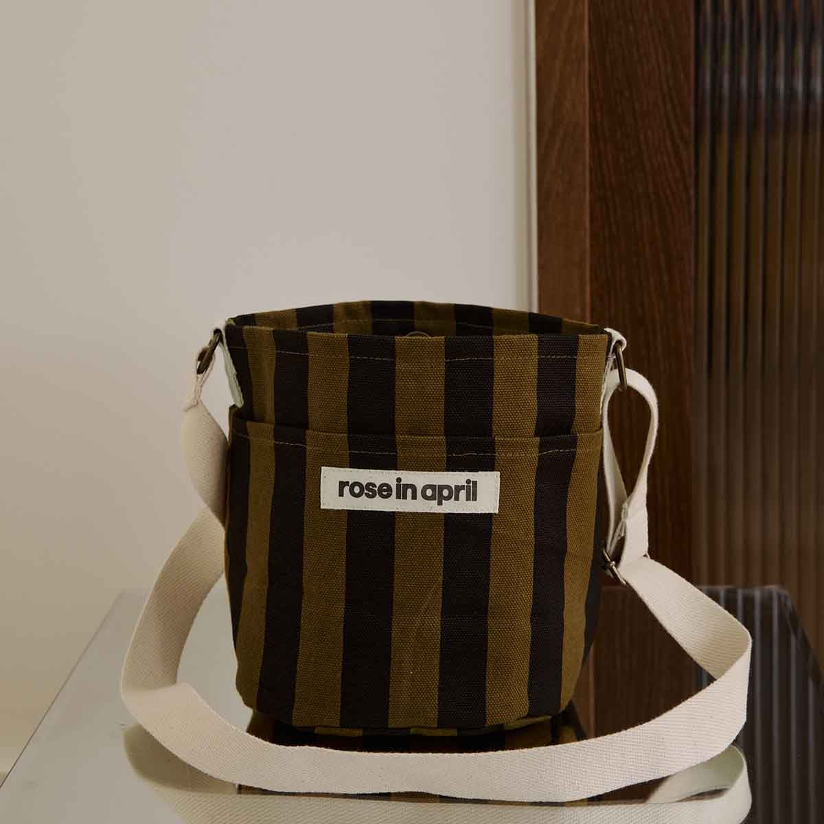 Sac seau ZAZOU rayure cumin